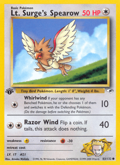 Lt. Surge's Spearow 83/132 — Gym Heroes