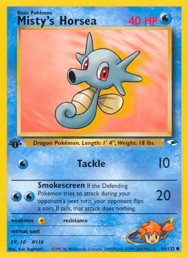 Carta Misty's Horsea 86/132 do set Gym Heroes — Pokémon TCG | Bynx