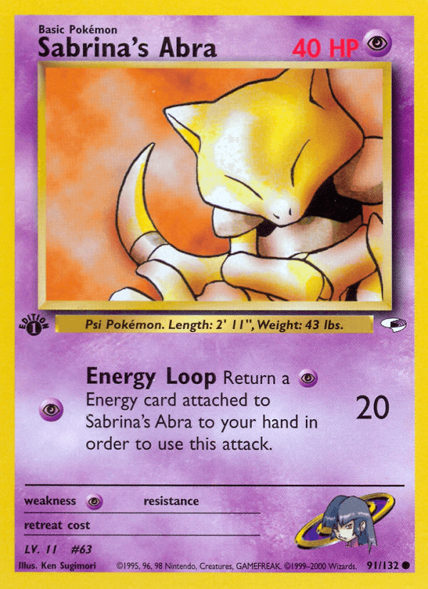 Carta Sabrina's Abra 91/132 do set Gym Heroes — Pokémon TCG | Bynx