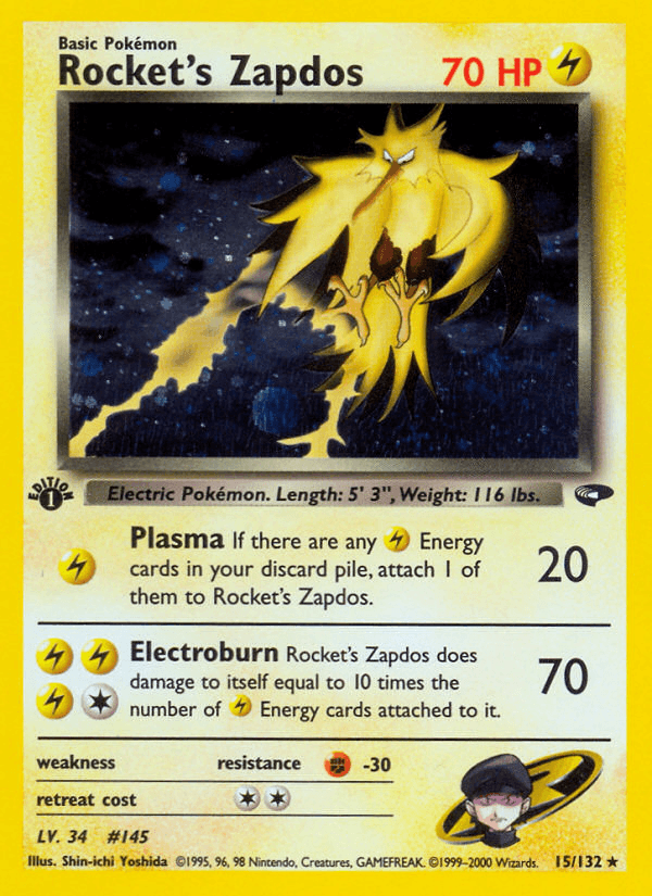 Carta Rocket's Zapdos 15/132 do set Gym Challenge — Pokémon TCG | Bynx