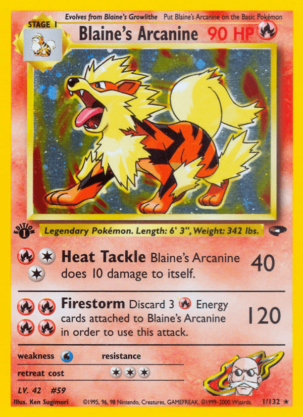 Carta Blaine's Arcanine 1/132 do set Gym Challenge — Pokémon TCG | Bynx