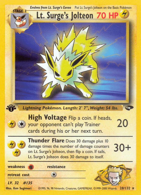 Carta Lt. Surge's Jolteon 28/132 do set Gym Challenge — Pokémon TCG | Bynx