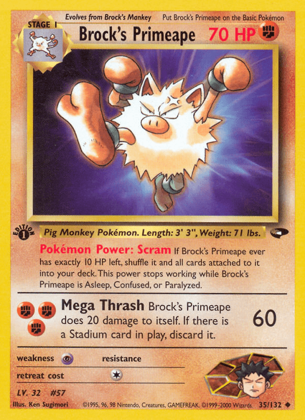 Carta Brock's Primeape 35/132 do set Gym Challenge — Pokémon TCG | Bynx