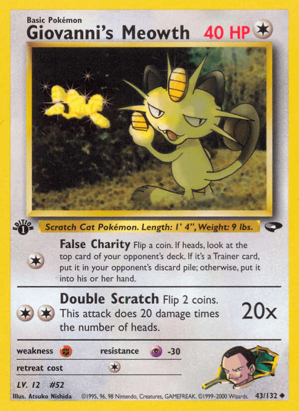 Carta Giovanni's Meowth 43/132 do set Gym Challenge — Pokémon TCG | Bynx