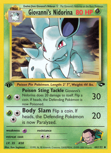 Carta Giovanni's Nidorina 44/132 do set Gym Challenge — Pokémon TCG | Bynx