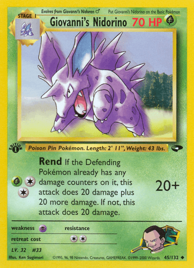 Carta Giovanni's Nidorino 45/132 do set Gym Challenge — Pokémon TCG | Bynx