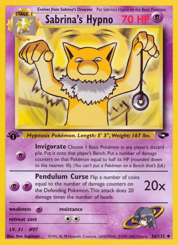 Carta Sabrina's Hypno 56/132 do set Gym Challenge — Pokémon TCG | Bynx