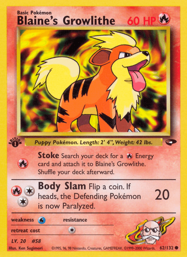 Carta Blaine's Growlithe 62/132 do set Gym Challenge — Pokémon TCG | Bynx