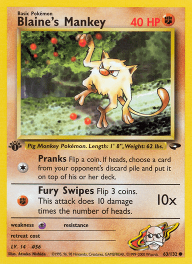 Carta Blaine's Mankey 63/132 do set Gym Challenge — Pokémon TCG | Bynx