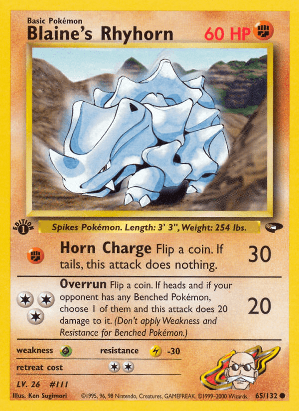 Carta Blaine's Rhyhorn 65/132 do set Gym Challenge — Pokémon TCG | Bynx