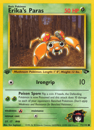 Carta Erika's Paras 71/132 do set Gym Challenge — Pokémon TCG | Bynx