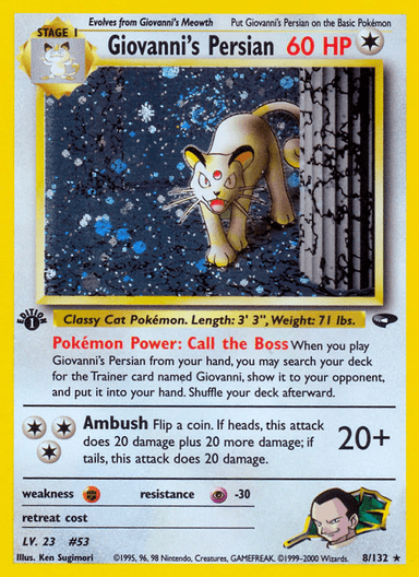 Carta Giovanni's Persian 8/132 do set Gym Challenge — Pokémon TCG | Bynx