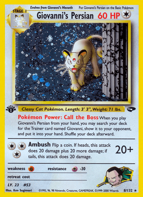 Carta Giovanni's Persian 8/132 do set Gym Challenge — Pokémon TCG | Bynx