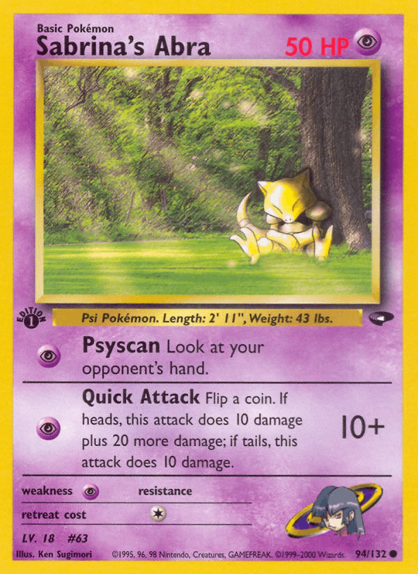 Carta Sabrina's Abra 94/132 do set Gym Challenge — Pokémon TCG | Bynx