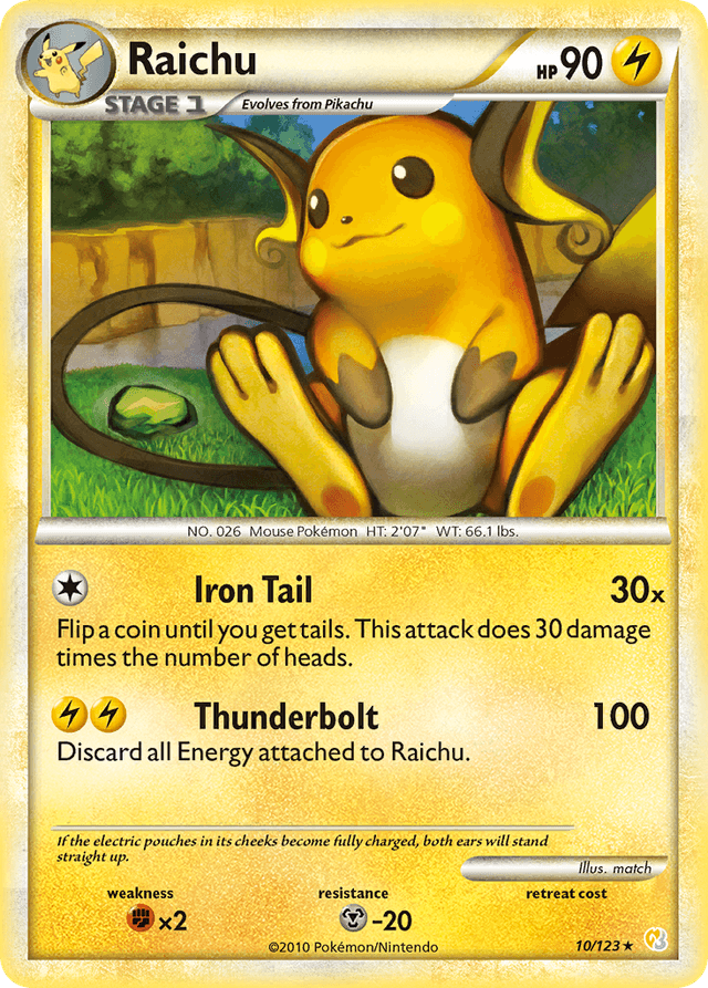 Carta Raichu 10/123 do set HeartGold & SoulSilver — Pokémon TCG | Bynx