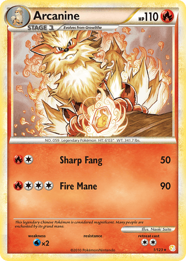 Carta Arcanine 1/123 do set HeartGold & SoulSilver — Pokémon TCG | Bynx