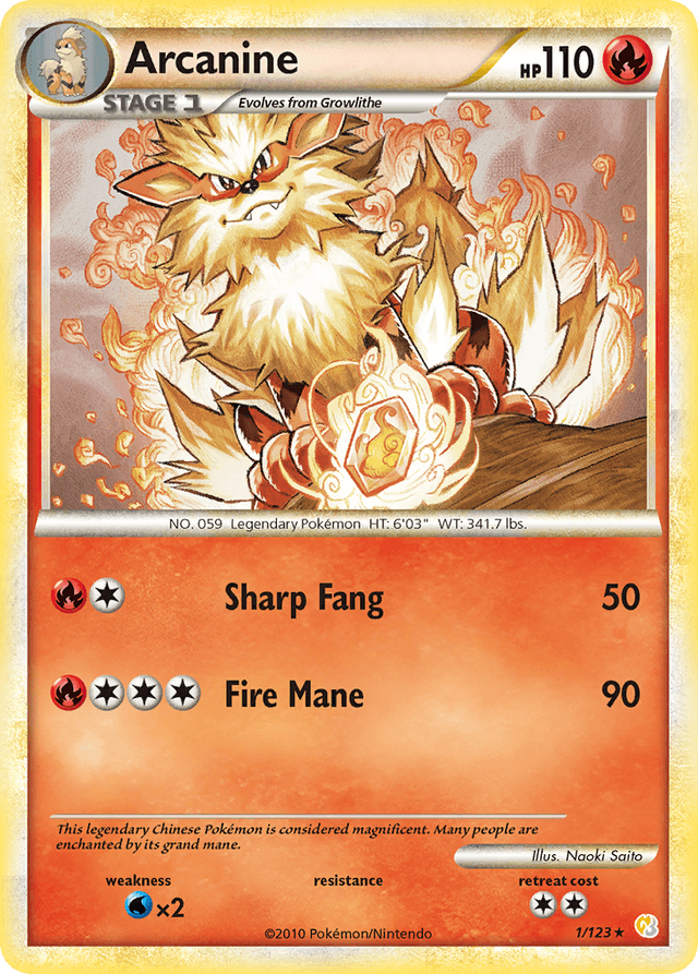 Carta Arcanine 1/123 do set HeartGold & SoulSilver — Pokémon TCG | Bynx