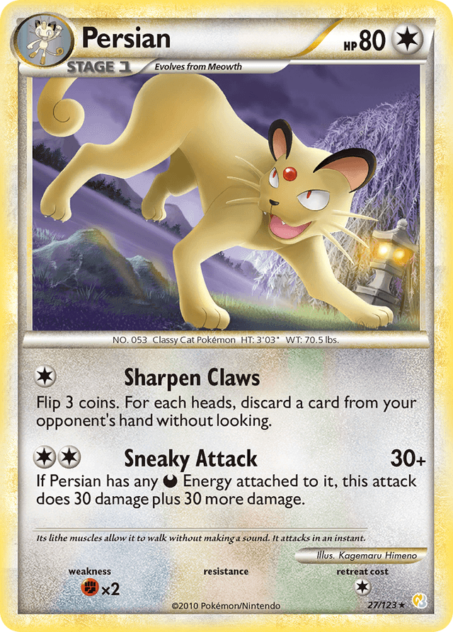 Carta Persian 27/123 do set HeartGold & SoulSilver — Pokémon TCG | Bynx