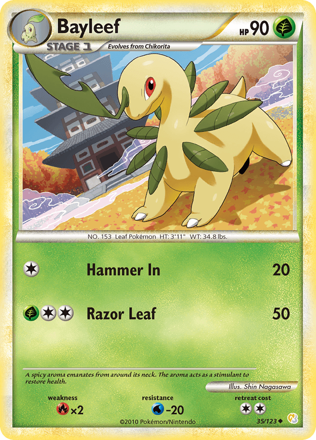 Carta Bayleef 35/123 do set HeartGold & SoulSilver — Pokémon TCG | Bynx