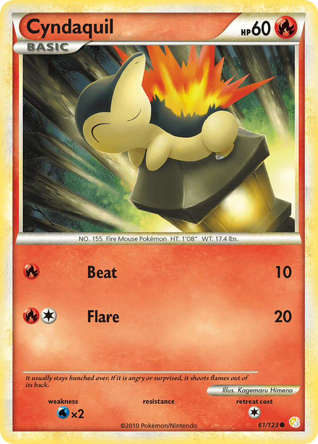 Carta Cyndaquil 61/123 do set HeartGold & SoulSilver — Pokémon TCG | Bynx