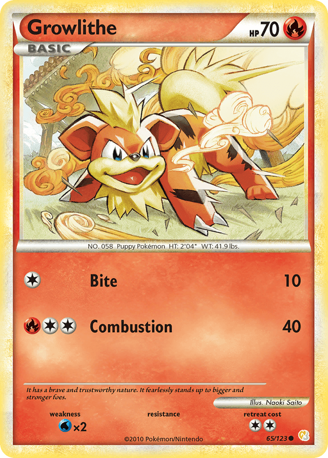 Carta Growlithe 65/123 do set HeartGold & SoulSilver — Pokémon TCG | Bynx