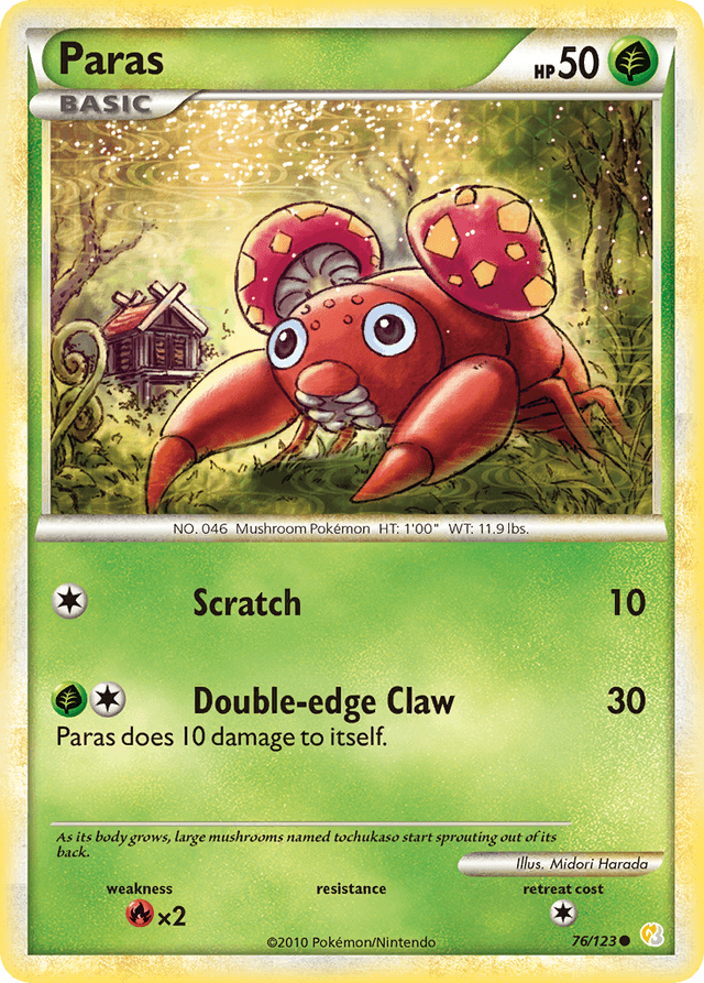 Carta Paras 76/123 do set HeartGold & SoulSilver — Pokémon TCG | Bynx