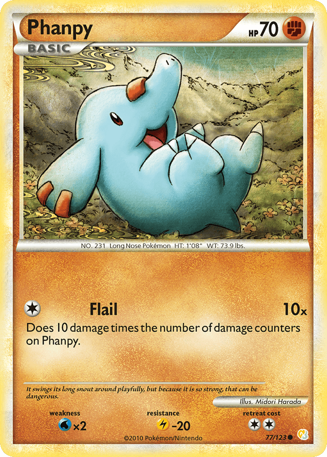 Carta Phanpy 77/123 do set HeartGold & SoulSilver — Pokémon TCG | Bynx