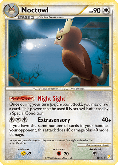 Carta Noctowl 8/123 do set HeartGold & SoulSilver — Pokémon TCG | Bynx