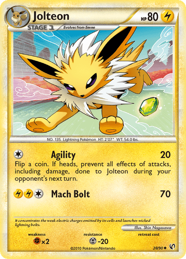 Carta Jolteon 28/90 do set HS—Undaunted — Pokémon TCG | Bynx