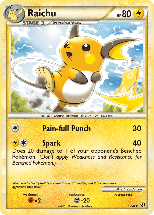 Carta Raichu 33/90 do set HS—Undaunted — Pokémon TCG | Bynx