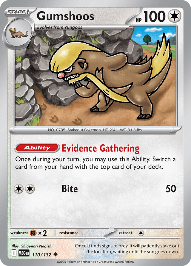 Carta Gumshoos 110/132 do set Mega Evolution — Pokémon TCG | Bynx