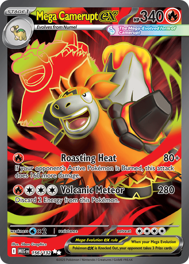 Carta Mega Camerupt ex 156/132 do set Mega Evolution — Pokémon TCG | Bynx