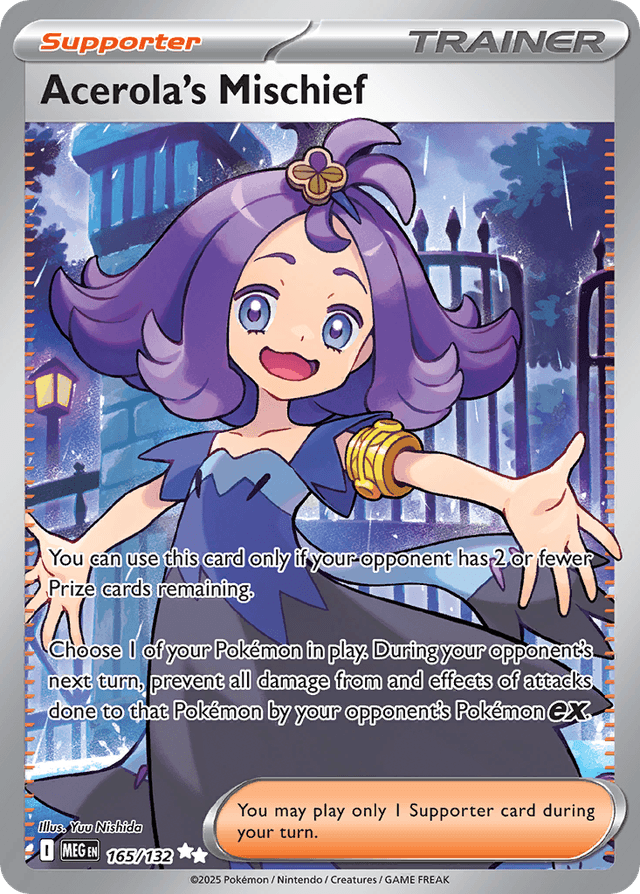 Carta Acerola's Mischief 165/132 do set Mega Evolution — Pokémon TCG | Bynx