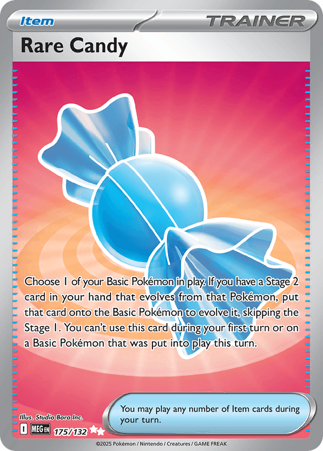 Carta Rare Candy 175/132 do set Mega Evolution — Pokémon TCG | Bynx