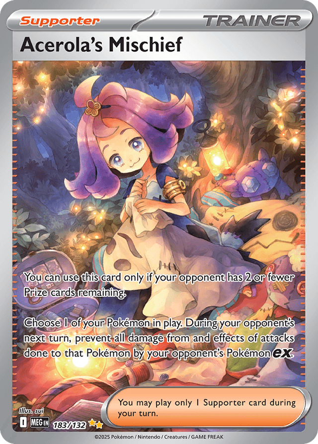 Carta Acerola's Mischief 183/132 do set Mega Evolution — Pokémon TCG | Bynx