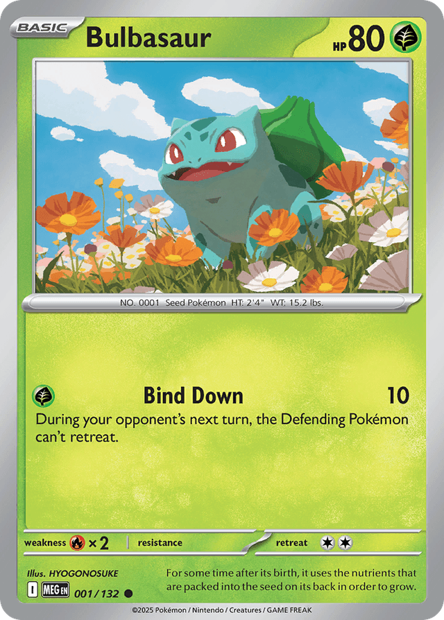 Carta Bulbasaur 1/132 do set Mega Evolution — Pokémon TCG | Bynx