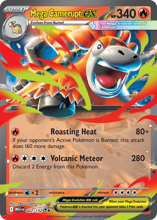 Carta Mega Camerupt ex 22/132 do set Mega Evolution — Pokémon TCG | Bynx