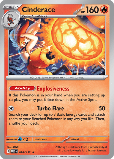 Carta Cinderace 28/132 do set Mega Evolution — Pokémon TCG | Bynx