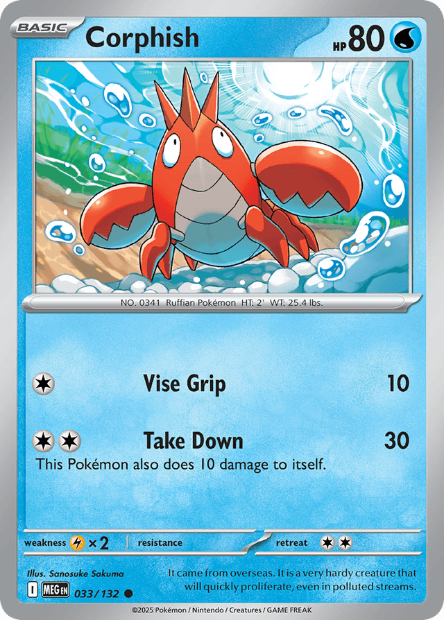 Carta Corphish 33/132 do set Mega Evolution — Pokémon TCG | Bynx