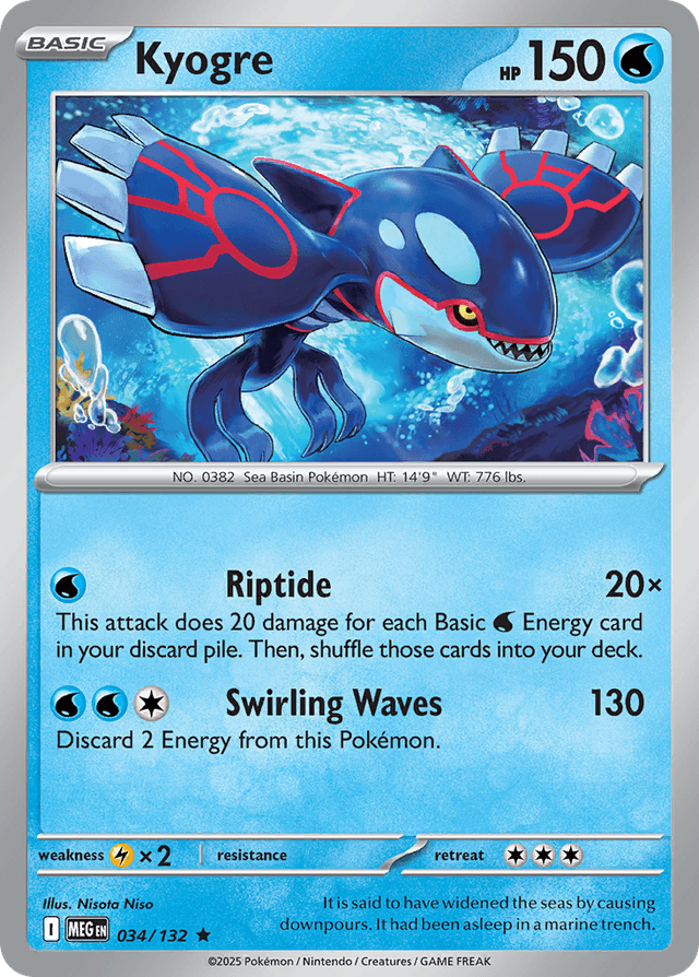 Carta Kyogre 34/132 do set Mega Evolution — Pokémon TCG | Bynx