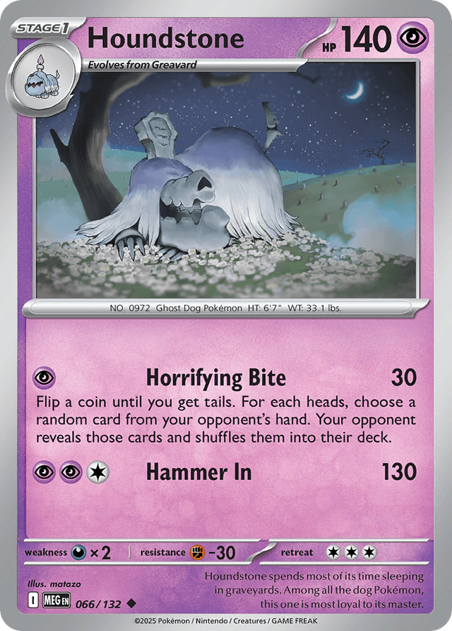 Carta Houndstone 66/132 do set Mega Evolution — Pokémon TCG | Bynx