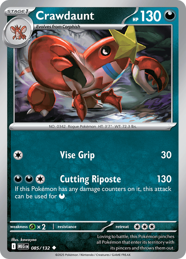 Carta Crawdaunt 85/132 do set Mega Evolution — Pokémon TCG | Bynx