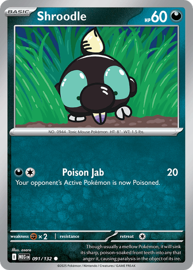 Carta Shroodle 91/132 do set Mega Evolution — Pokémon TCG | Bynx