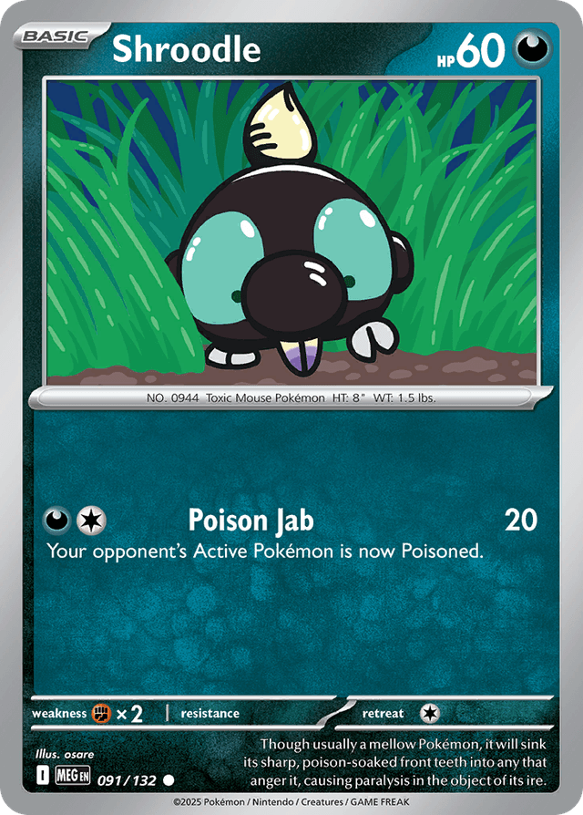 Carta Shroodle 91/132 do set Mega Evolution — Pokémon TCG | Bynx