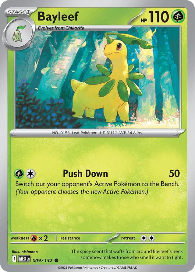 Carta Bayleef 9/132 do set Mega Evolution — Pokémon TCG | Bynx
