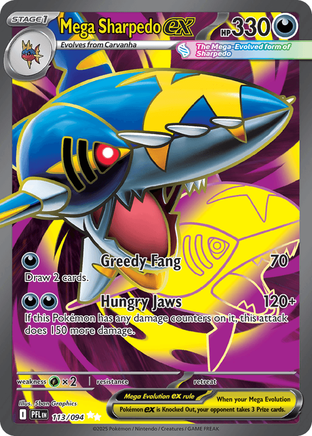 Carta Mega Sharpedo ex 113/94 do set Phantasmal Flames — Pokémon TCG | Bynx