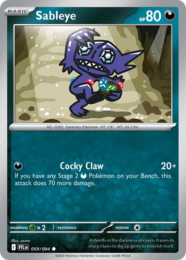 Carta Sableye 59/94 do set Phantasmal Flames — Pokémon TCG | Bynx