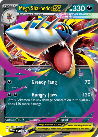 Carta Mega Sharpedo ex 61/94 do set Phantasmal Flames — Pokémon TCG | Bynx