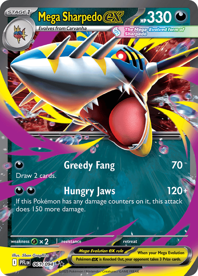 Carta Mega Sharpedo ex 61/94 do set Phantasmal Flames — Pokémon TCG | Bynx