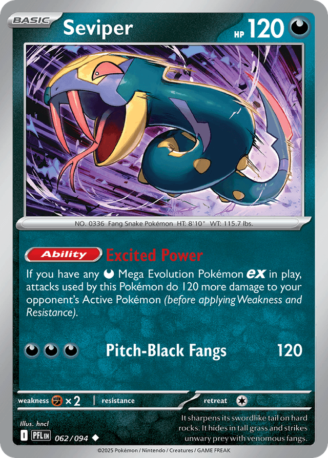 Carta Seviper 62/94 do set Phantasmal Flames — Pokémon TCG | Bynx